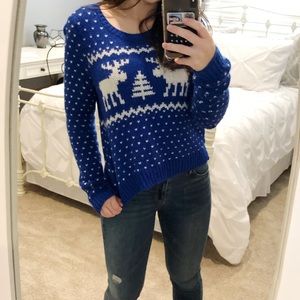 ABERCROMBIE AND FITCH BLUE CHRISTMAS SWEATER